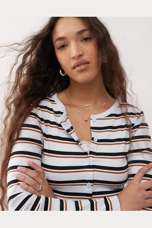 Miss Selfridge Stripe cardigan in blue-Multi