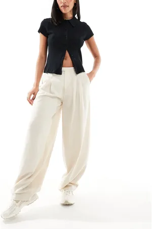 Stradivarius Tailored balloon leg pants in -Neutral