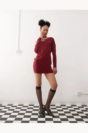 Motel Shelisa off-shoulder slouchy mini dress in -Red