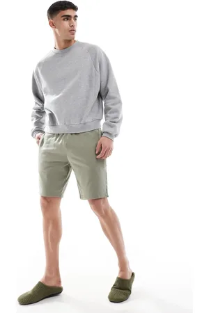 Emporio Armani Bodywear logo lounge shorts in beige-Neutral