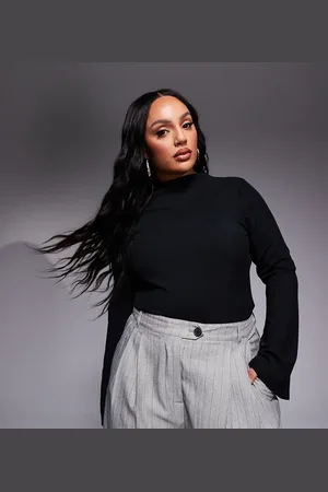 ASOS ASOS DESIGN Curve ribbed bodysuit with flared sleeves in