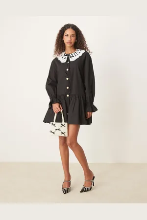 Sister Jane Oversized collar mini dress in black