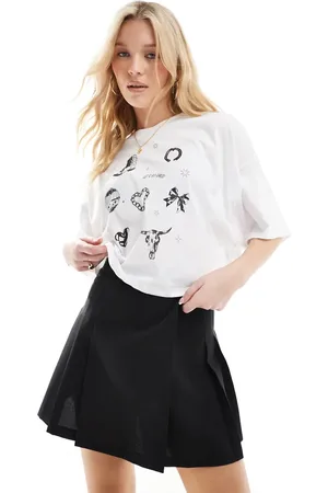 ONLY Cropped t-shirt with cowgirl graphic in white