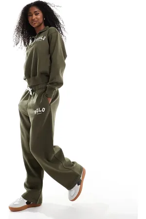 Ralph Lauren Wide leg trackies in dark green (part of a set)