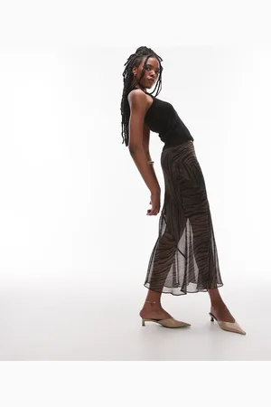 Topshop Cutabout midi skirt in blurred -Multi