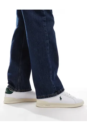 Ralph Lauren Heritage Court sneakers in white with green logo and back tab