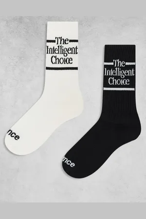 New Balance 2 pack slogan crew socks in and cream