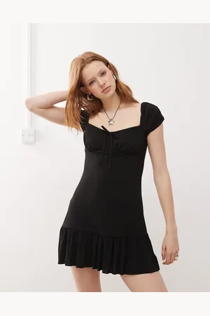 COLLUSION Ruched detail flippy hem mini slinky corset dress in