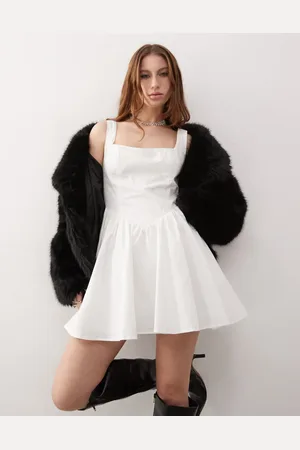 Princess Polly Square neck corset detail skater mini dress in -Black