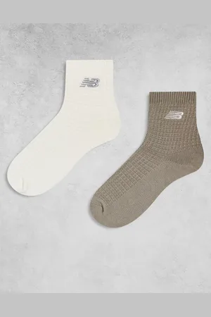 New Balance 2 pack waffle ankle socks in cream and -Neutral