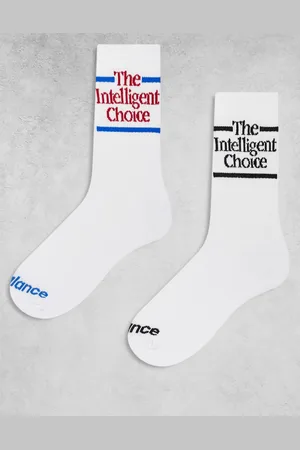 New Balance 2 pack slogan crew socks in