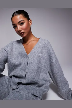 The Couture Club Fluffy knit emblem cardigan in marl (part of a set)