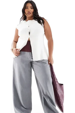 ASOS Curve PU panelled contrast tailored pants in