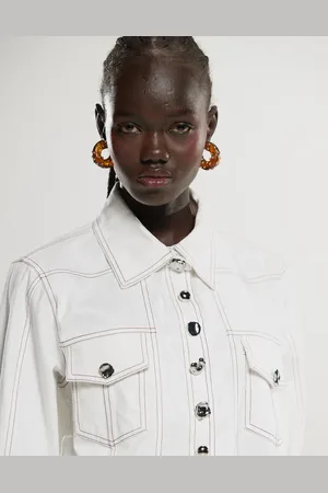 Ghospell Contrast stitch shirt in ivory (part of a set)-White
