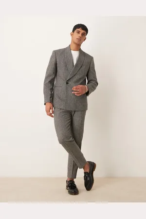 ASOS Tapered suit pants in herringbone