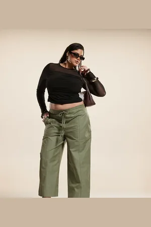 ASOS Curve barrel pants with seam detail in -Green
