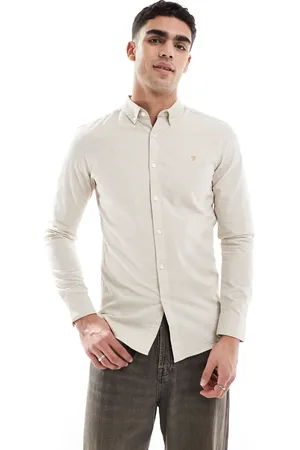 Farah Steen long sleeve oxford shirt in -Neutral