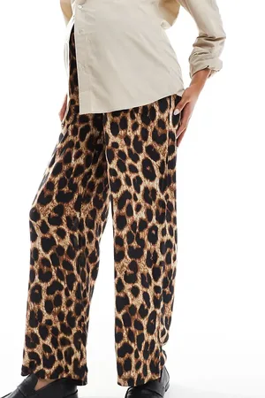 Mama;licious Mamalicious Maternity wide leg under the bump pants in leopard-Multi