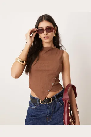 ASOS Asymmetric hem button through tank with pearlised buttons in