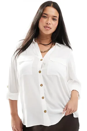 VERO MODA Button down shirt with pocket detail in white