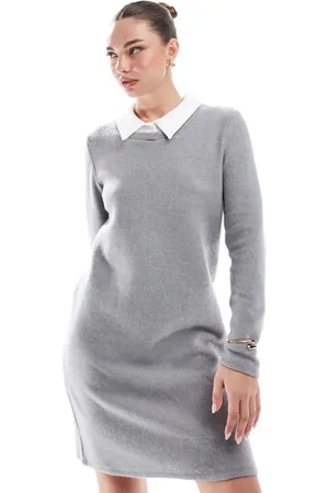 VERO MODA 2 in 1 knitted mini dress with collar in