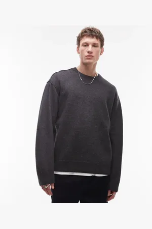 ARKET Boiled wool rib knit jumper in off black
