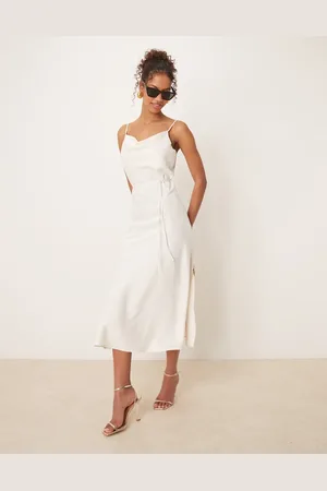 Y.A.S Satin cami midi dress in white