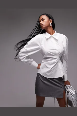 & OTHER STORIES Shirt with asymmetric button front with volume sleeves in