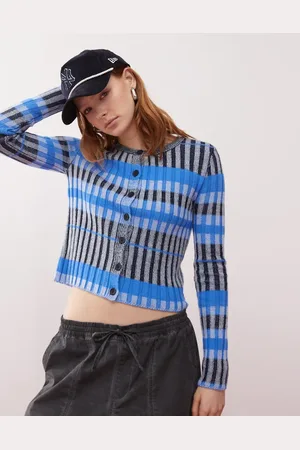 COLLUSION Stripe knitted pleat cardigan-Red