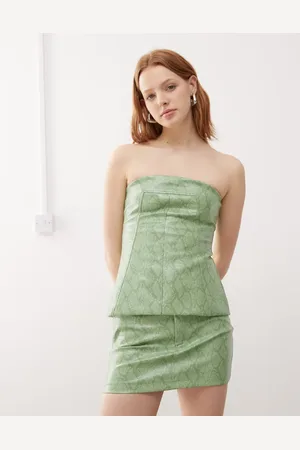 Amy Lynn Johanna faux leather bandeau top in snake print (part of a set)