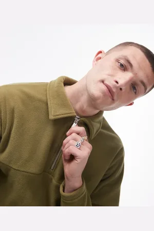 SELECTED Borg half zip fleece in green