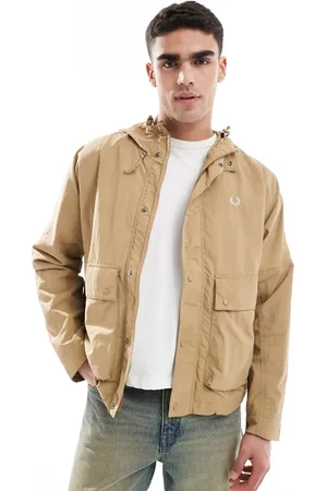 Fred Perry Cropped fishing parka jacket in -Neutral
