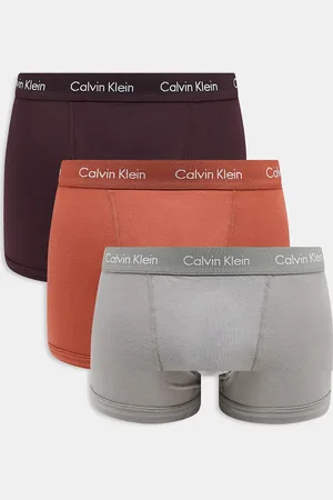 Calvin Klein Cotton Stretch 3 pack trunks in orange/brown/grey