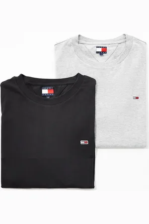 Tommy Hilfiger 2 pack flag logo t-shirts in black and grey