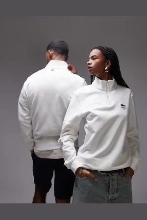Lacoste Half zip sweatshirt in with chest logo print