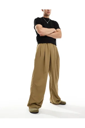 ASOS Oversized baggy chinos with pleats in -Green