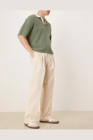 ASOS Smart wide leg twill pants in -White