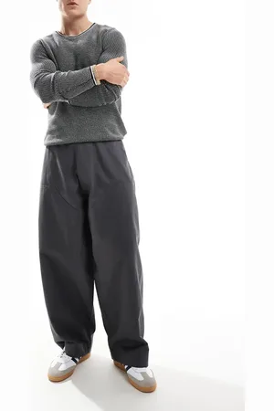 ASOS Oversized baggy pants with knee panels in grey canvas