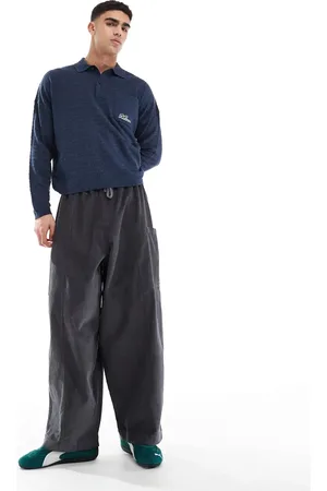 ASOS Oversized baggy cord pants with side pockets in -Grey