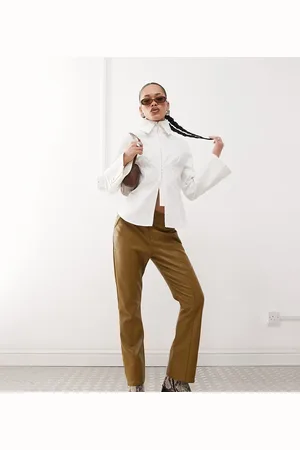 Labelrail X Jennifer McKing faux leather thong panel pants in green