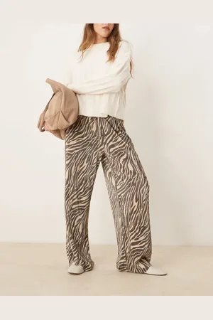 JDY Plisse pants in zebra print-Black