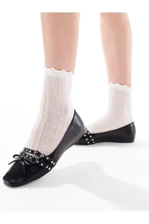 London Rebel Studded buckle ballet shoes in patent