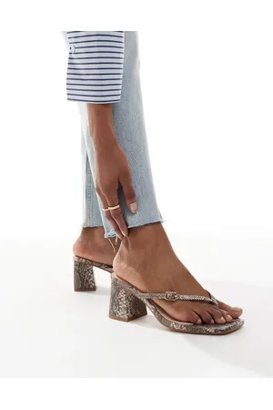 London Rebel Buckle detail thong heeled sandals in -Multi