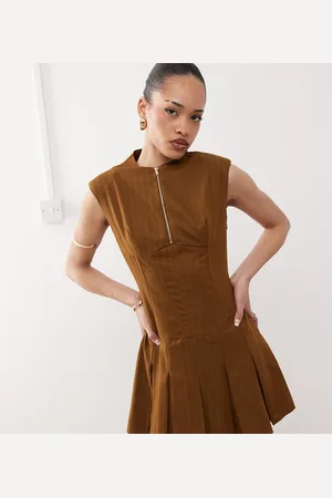 Labelrail X Jennifer McKing corset panelled pinstripe mini dress in -Grey