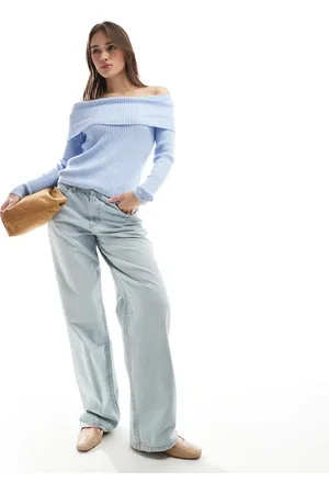 ONLY Off shoulder knitted jumper in