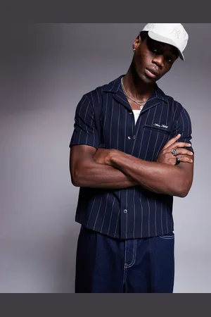 River Island Short sleeve pinstripe shirt in