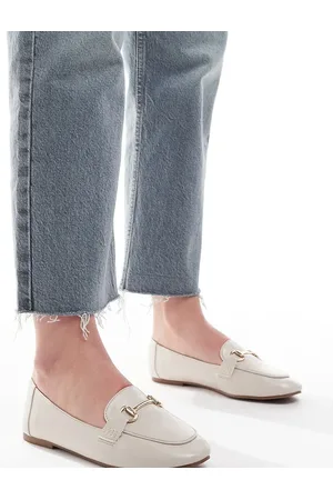 London Rebel London Rebel Nori Wide Fit buckle detail loafers in -White