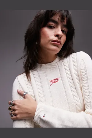 Tommy Hilfiger Cable knit jumper in white and red