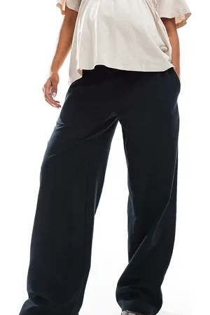 Mama;licious Mamalicious Maternity linen touch wide leg pants in