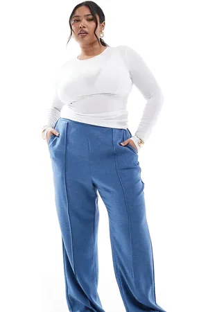 ONLY Wide leg pants with seam detail in blue